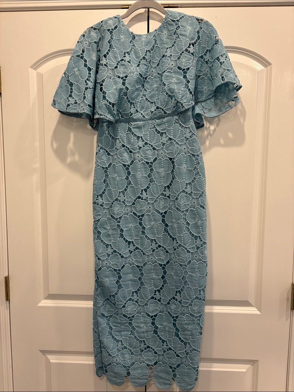 Tuckernuck Sky Blue Lace Midi Dress with Flutter Cape